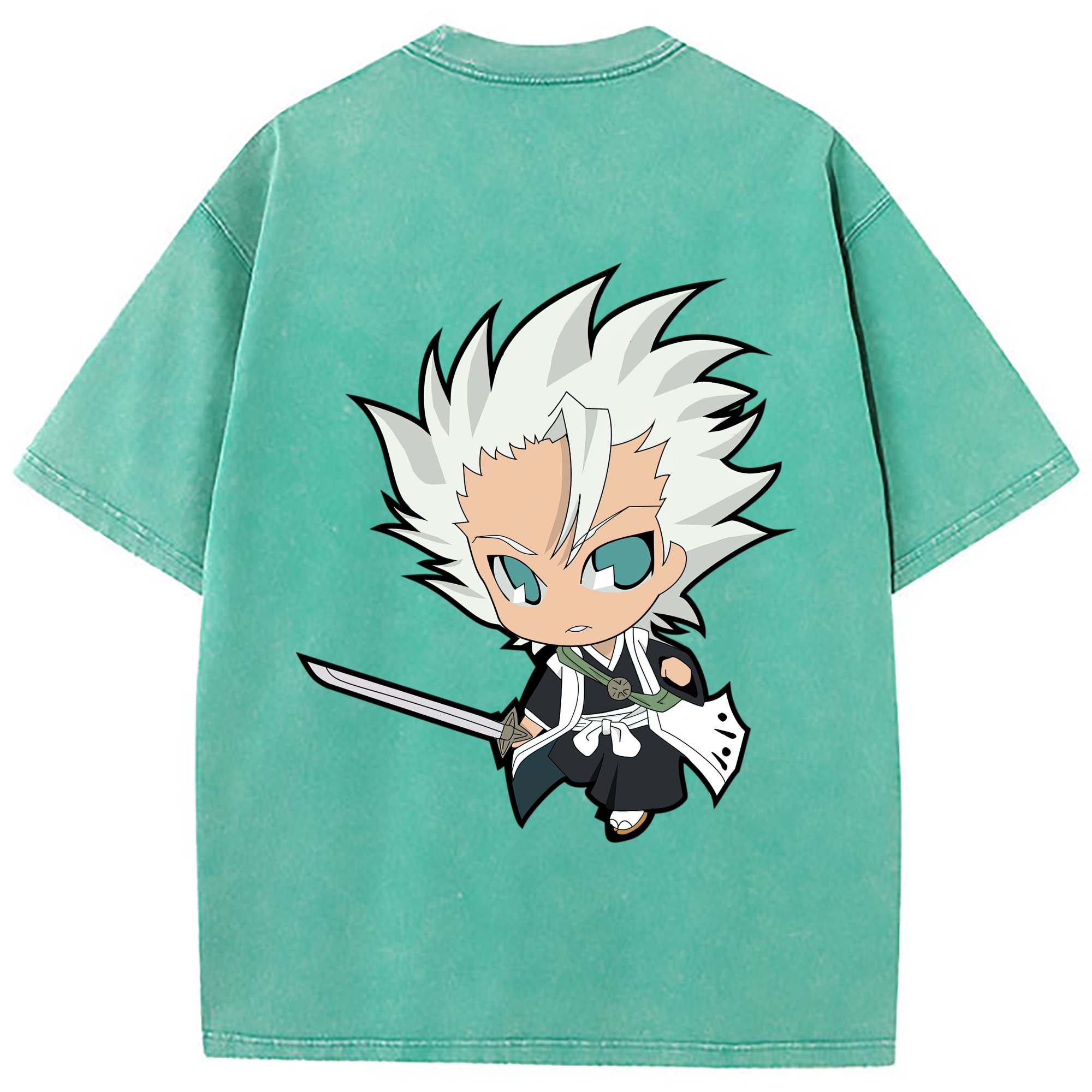 （画像用） ブリーチ 日番谷冬獅郎（ひつがや とうしろう） BLEACH Hitsugaya Toushirou 綿100% ヴィンテージ風 半袖Tシャツ（背面プリント）